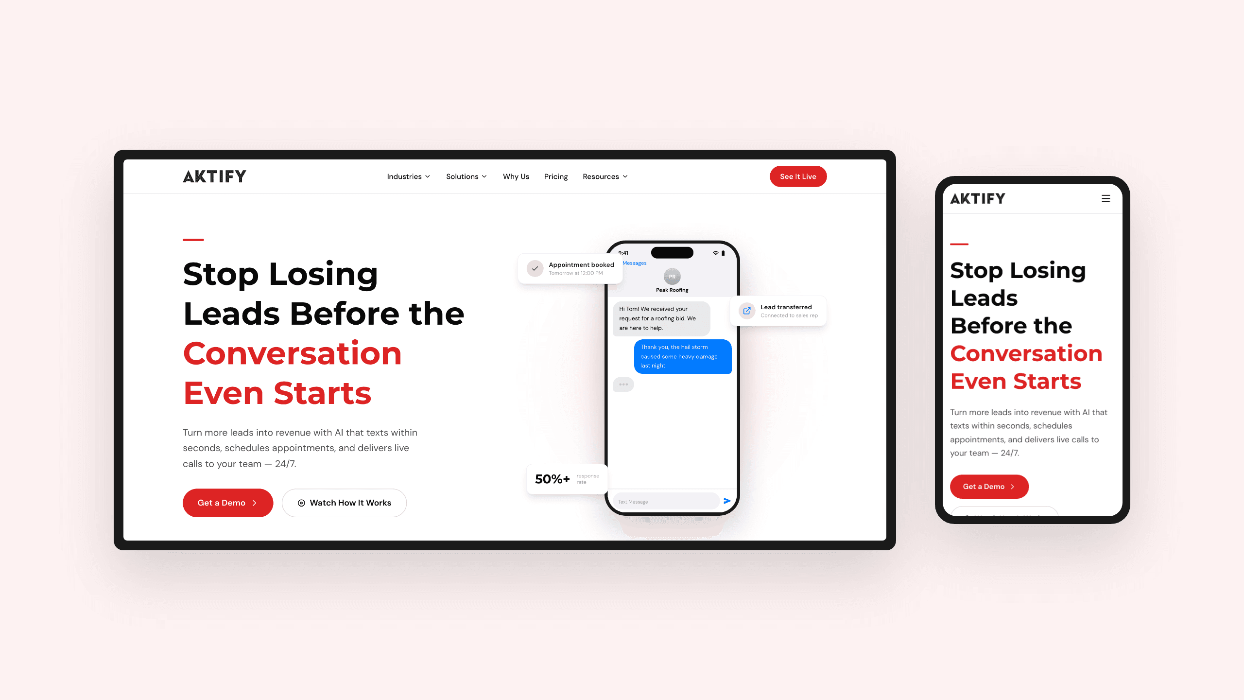 Aktify website — desktop and mobile