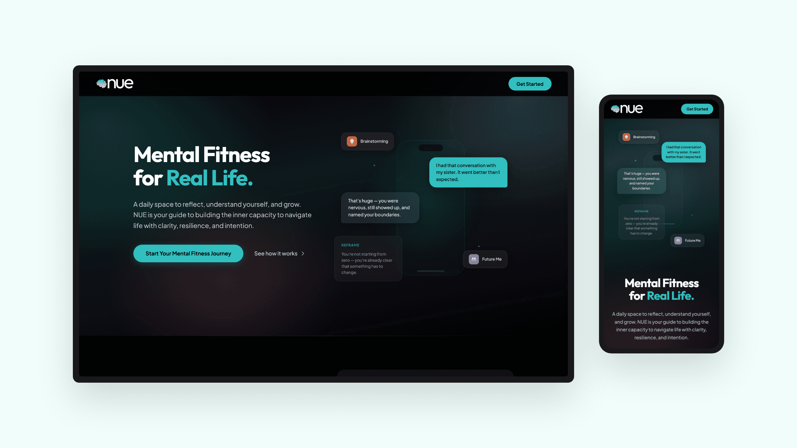 NUE checkout landing page — desktop and mobile